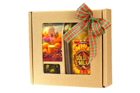 Zestaw Prezentowy GOLDEN MILK (ZŁOTE MLEKO) Herbata Łyżeczka|Haldi Ka Doodh